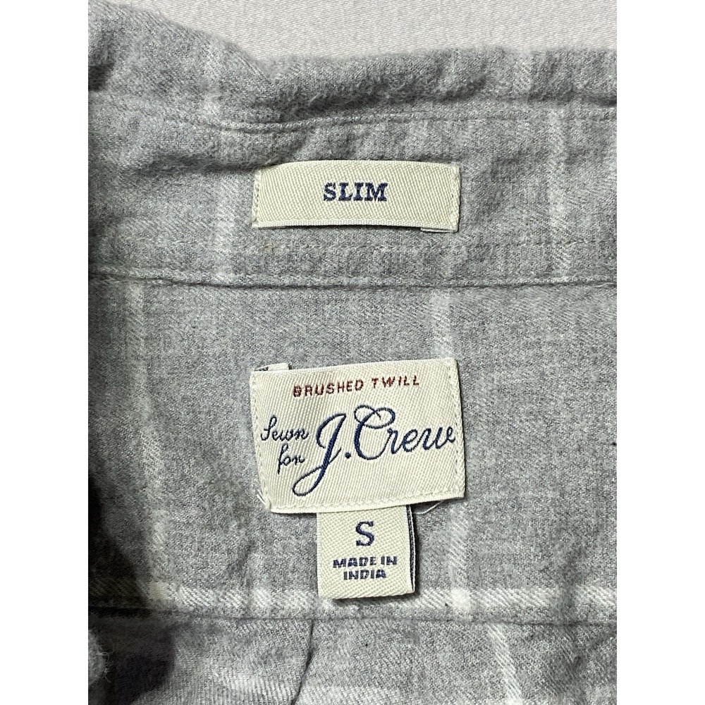 J.Crew Slim Brushed Twill Gray Windowpane Plaid Button Shirt Men's S - Picture 2 of 9